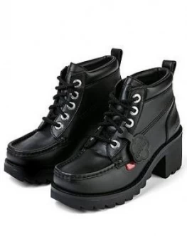 Image of Kickers Klio Kick Hi Leather Heeled Ankle Boot - Black