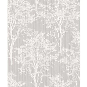 image of Arthouse Diamond Wood Silver Wallpaper 10.05m x 53cm