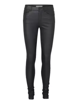 image of VERO MODA Seven Normal Waist Smooth Coated Trousers Women Black