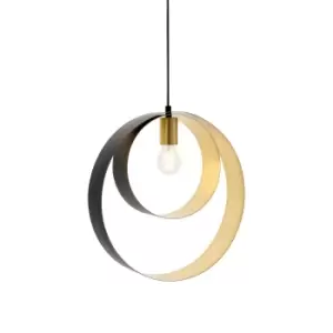 image of Ceiling Pendant Light Satin Brass Plate & Matt Black 10W LED E27 Dimmable