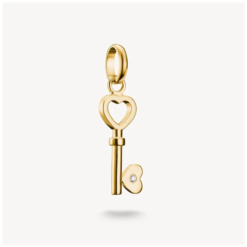 Image of Thomas Sabo CC1241-414-14 Gold-Plated Love Key Charm Pendant Jewellery