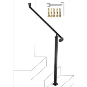 Image of VEVOR 40mm Pipe Wrought Iron Handrail 2 Steps Handrails for Outdoor Steps Handrails Garden Railing Exterior Handrail Stair Railings for Steps with