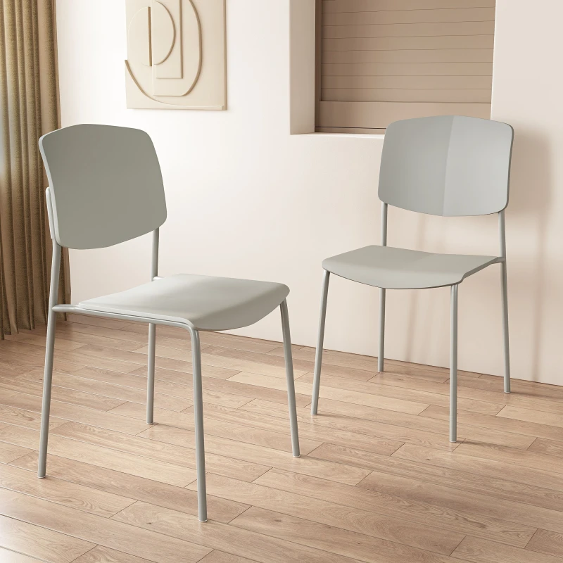 Image of Core Academy Set of 2 Light Grey Plastic Dining Chairs