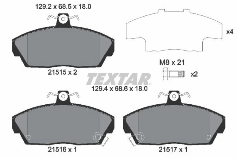 Image of Brake pad set TEXTAR 2151503