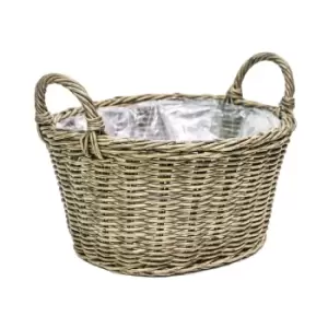 image of Ivyline Polyrattan Lined Basket Natural