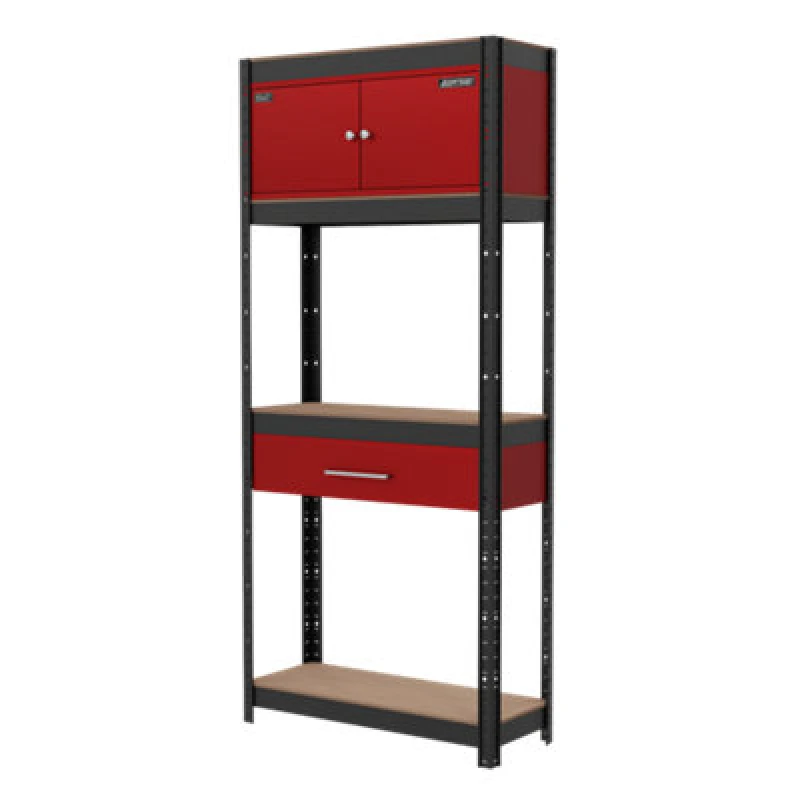 Image of Sealey Sealey AP830R Shelving Unit 4-Tier with Cupboard & Drawer