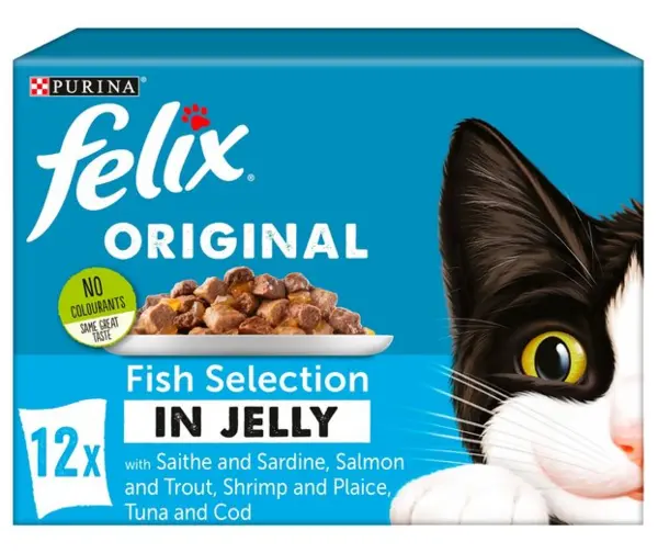 image of Purina Felix Original Fish in Jelly Cat Food 12 x 100g