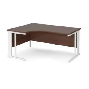 image of Office Desk Left Hand Corner Desk 1600mm Walnut Top With White Frame 1200mm Depth Maestro 25 MCM16ELWHW