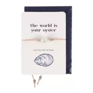 image of The World is Your Oyster Faux Pearl Bracelet Greeting Card