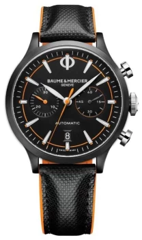 image of Baume & Mercier Capeland Mens Automatic Black Leather Watch