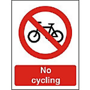 Image of Prohibition Sign No Cycling Plastic 40 x 30 cm