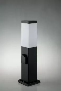 Image of Station Outdoor Stainless Steel Power Supply Bollard, Black IP44, E27