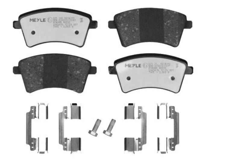 Image of MEYLE 025 246 9318/PD Brake pad set Front Axle, excl. wear warning contact, with accessories, MEYLE-PD Quality, with anti-squeak plate Brake Pad Set,