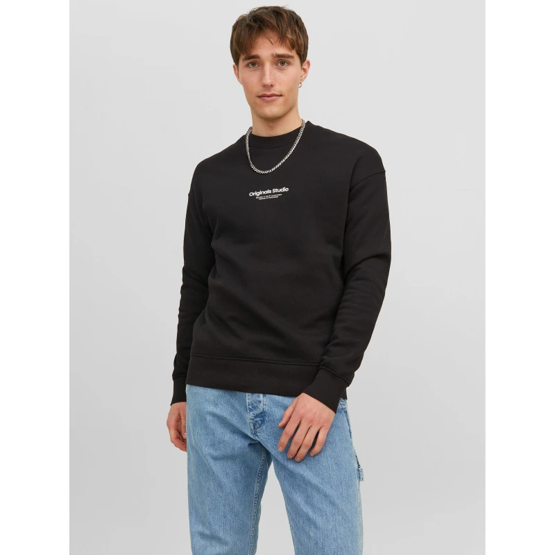 Image of Jack and Jones Jorvester Crew Sweatshirt - Black S