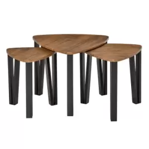 Image of Homcom Set Of 3 Nesting Tables Walnut Wood Grain Finish
