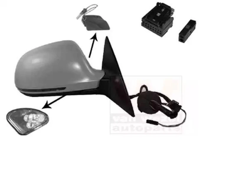 Image of VAN WEZEL 0341818 Wing mirror * HAGUS * Right, with memory, primed Outside Mirror (50)