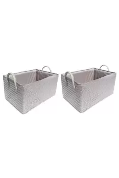 Image of Set Of 2 Kids Storage Basket Organiser With Handles 26 x 17 x 14 cm