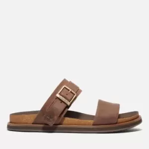 Image of Timberland Mens Amalfi Vibes Leather Double Strap Sandals - Dark Brown - UK 10