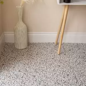 image of D-C-Fix Terrazzo White Patterned Stone Effect Self Adhesive Tiles, Pack Of 11