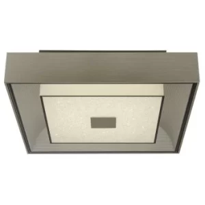 Image of Searchlight Rhea LED Square Flush Light Silver, Crystal Sand 3000K