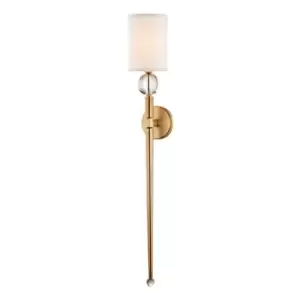 Rockland 1 Light Wall Sconce Brass, Faux Silk