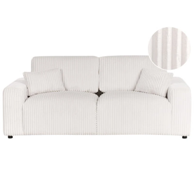 Image of Beliani 3 Seater Sandora Corduroy Off-White