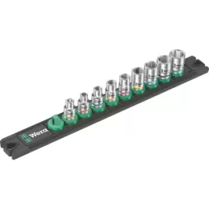 image of Wera 9 Piece 8790 A4 Zyklop Magnetic Socket Rail Set 1/4"