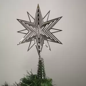 image of 14cm Festive 3D Metal Christmas Tree Topper Star in Silver