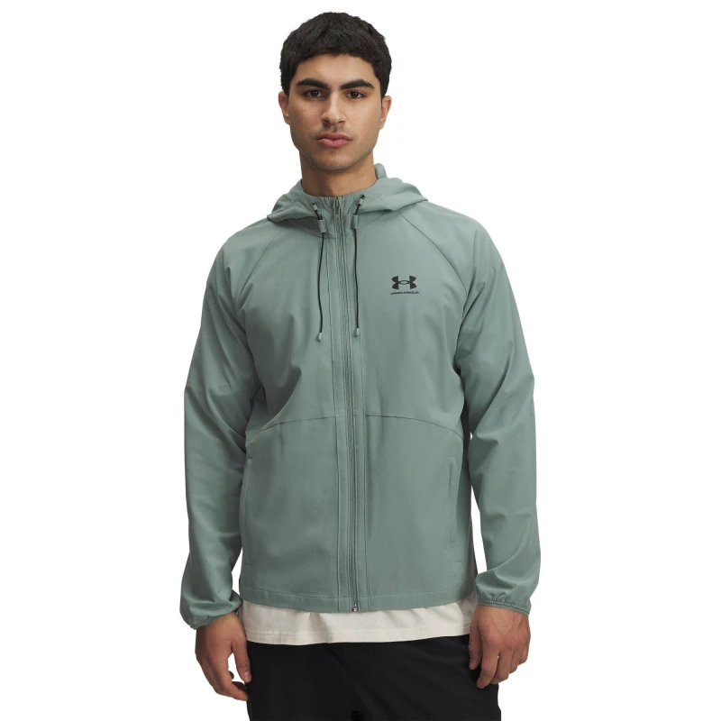 Image of Under Armour Mens Stretch Wind-Resistant Windbreaker Green male XS