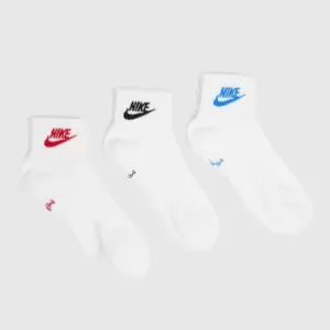 image of Nike White Essential Ankle Socks 3 Pack