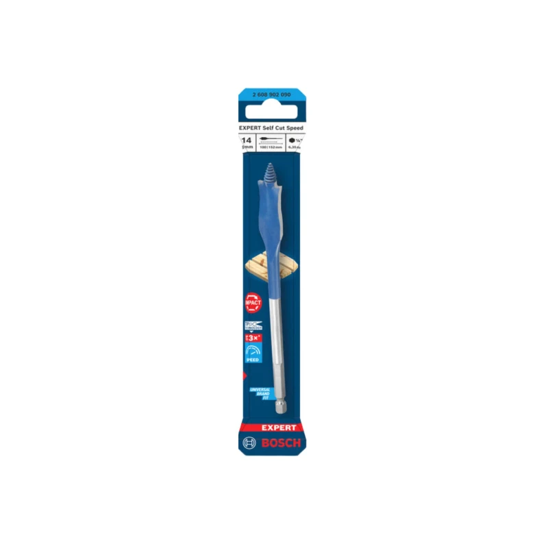Image of Bosch Powertool Accessories EXPERT Self Cut Speed Spade Drill Bit 14 x 100 x 152mm 2.608.902.090
