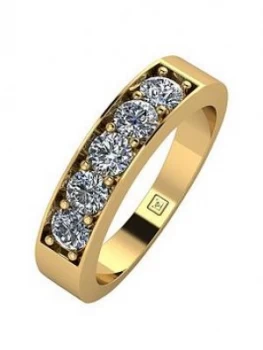 image of Moissanite Lady Lynsey 9ct Gold 1ct total 5 Stone Moissanite Eternity Ring, White Gold, Size N, Women