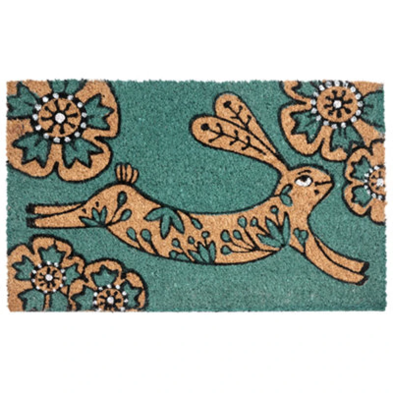 Image of Beliani Doormat Clark Teal 45 X 75cm Rabbit Coir