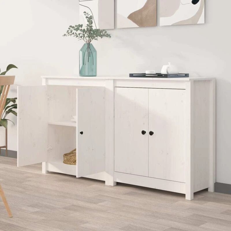 Image of VIDAXL Sideboards 2 pcs White 70x35x80cm Solid Wood Pine Vidaxl 8720287100072