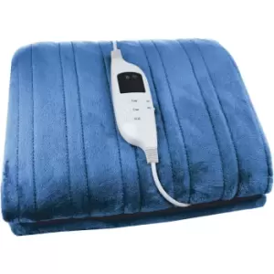 image of Puremate Blue Fleece Electric Heated Throw 160 x 130cm