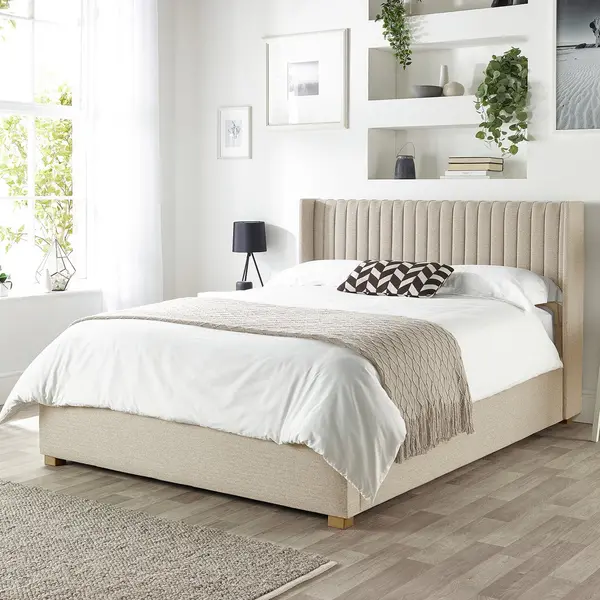 Image of Catherine Lansfield CL Soho Twill Kingsize Ottoman Bedframe - Natural