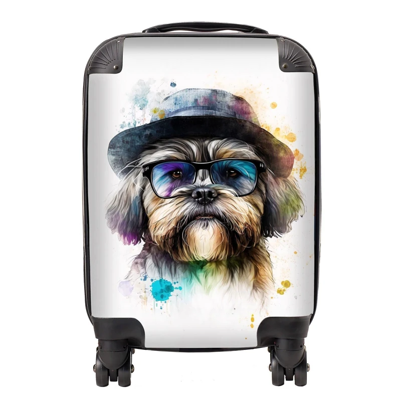 Image of Warren Reed Designer Lhasa Apso Dog Splashart Suitcase - Small
