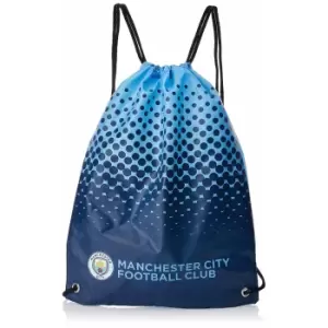 image of Manchester City FC Official Fade Football Crest Drawstring Sports/Gym Bag (One Size) (Blue/Navy)