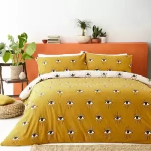 Image of Furn Theia Eye Duvet Cover Set (Double) (Ochre Yellow)