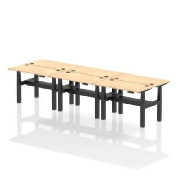 Image of Air Back-to-Back 1200 x 600mm Height Adjustable 6 Person Bench Desk DYNHA01614