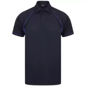 image of Finden and Hales Mens Performance Piped Polo Shirt (3XL) (Navy/Royal Blue)