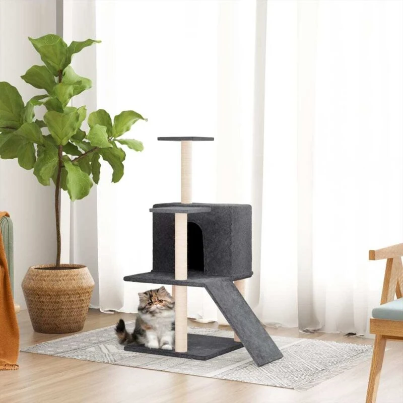 Image of vidaXL Cat Tree with Sisal Scratching Posts Dark Grey 82 cm, Grey 171662