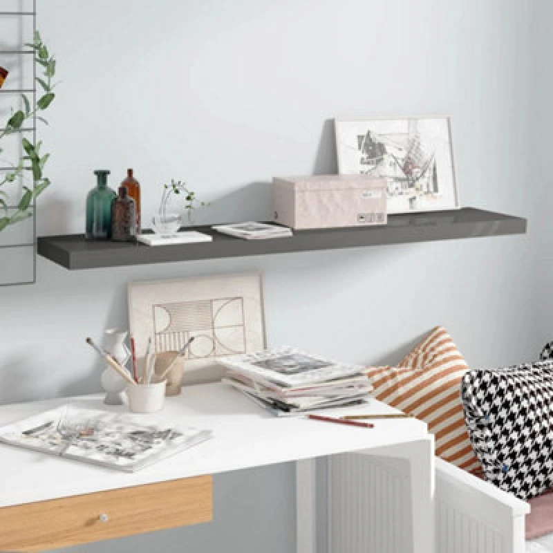 Image of VIDAXL Vidaxl - Floating Wall Shelf High Gloss Grey 120x23.5x3.8cm mdf 8720286074305