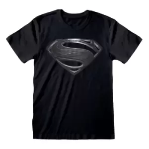 image of Justice League Movie T-Shirt Superman Black Logo Size L