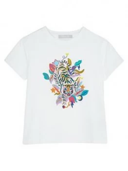 Image of Mintie By Mint Velvet Girls Tiger Print T-Shirt - Ivory