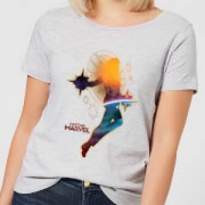 Image of Captain Marvel Nebula Flight Womens T-Shirt - Grey - 3XL