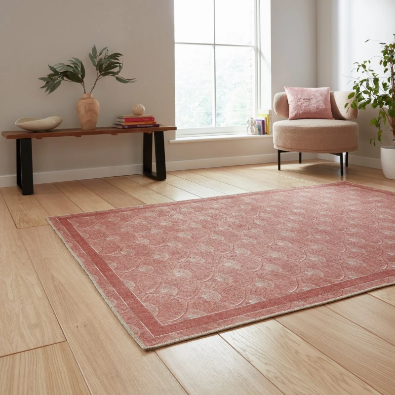 Image of Catherine Lansfield Catherine Lansfield Deco Peacock Terracotta Rug - 122x170cm