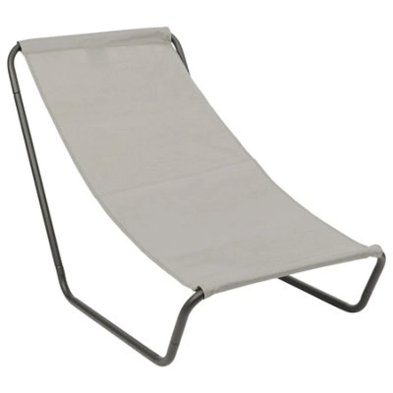 Image of Harbour Housewares Folding Beach Lounger - Matt Black/beige