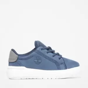 Image of Timberland Seneca Bay Leather Trainer For Toddler In Blue Dark Blue Kids, Size 9.5