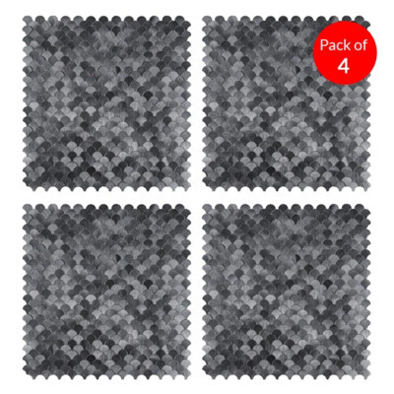 Image of Ener-J Reflective Scallop Pattern Peel And Stick Aluminum Tile Size:295 X 300 X 4mm (Pack Of 4)